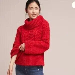 Anthropologie Sleeping On Snow Torridon Sweater‎ Long Sleeve Plush Cableknit S